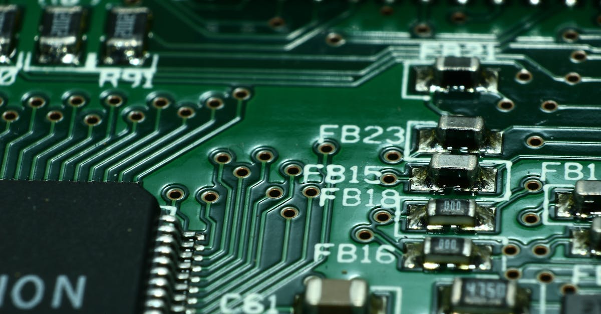 detailed macro view of a circuit board showcasing microchips and electronic components
